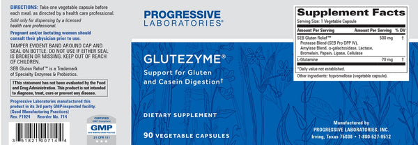 Progressive Labs, Glutezyme, 90 Vegetable Capsules