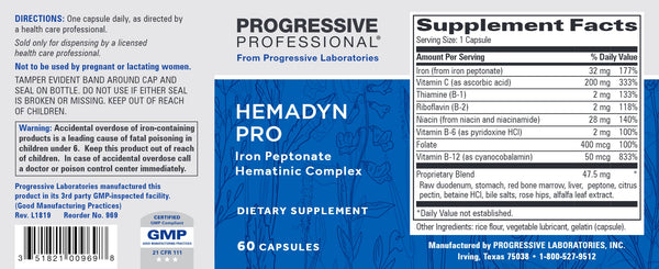 Progressive Labs, Hemadyn Pro, 60 Capsules