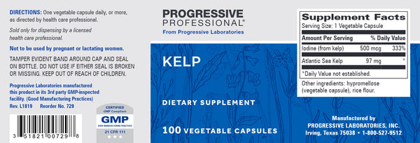 Progressive Labs, Kelp, 100 Vegetable Capsules
