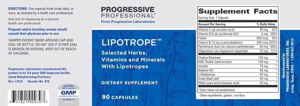 Progressive Labs, Lipotrope, 90 Capsules