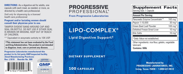 Progressive Labs, Lipo-Complex, 100 Capsules