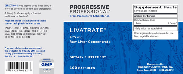 Progressive Labs, Livatrate, 475 mg, 100 Capsules
