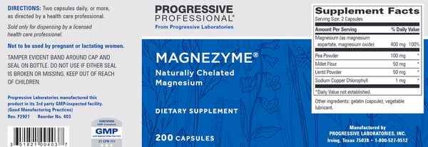 Progressive Labs, Magnezyme, 200 Capsules