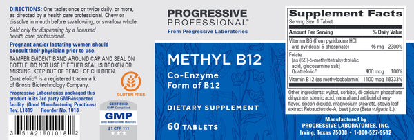 Progressive Labs, Methyl B12, 60 Tablets