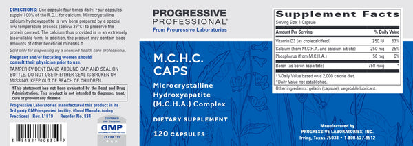 Progressive Labs, M.C.H.C. Caps, 120 Capsules