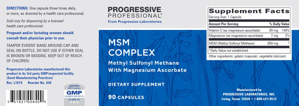 Progressive Labs, MSM Complex, 90 Capsules