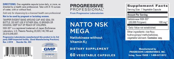 Progressive Labs, Natto NSK Mega, 60 Vegetable Capsules