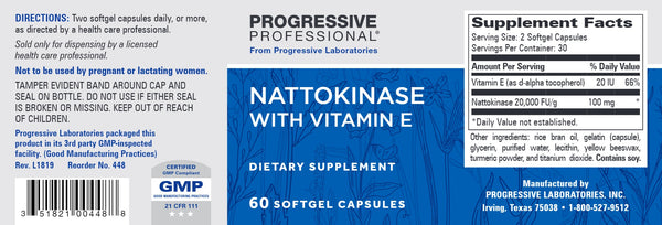 Progressive Labs, Nattokinase with Vitamin E, 60 Softgel Capsules