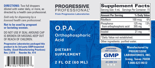 Progressive Labs, O.P.A, Orthophosphoric Acid, 2 fl oz
