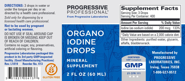 Progressive Labs, Organo Iodine Drops, 2 fl oz