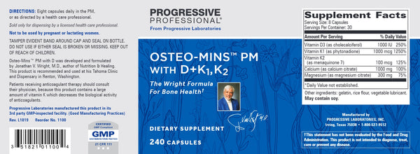 Progressive Labs, Osteo-Mins PM with D + K1, K2, 240 Capsules