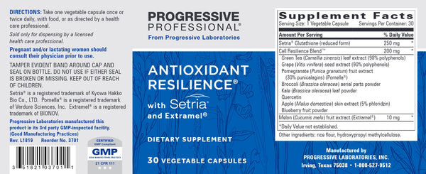 Progressive Labs, Antioxidant Resilience with Setria and Extramel, 30 Vegetable Capsules