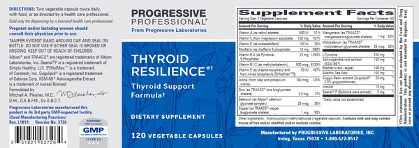 Progressive Labs, Thyroid Resilience, 120 Vegetable Capsules
