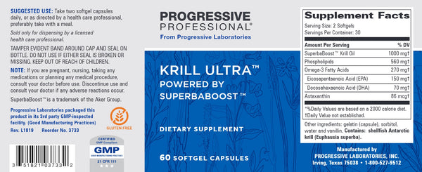 Progressive Labs, Krill Ultra, 60 Softgel Capsules