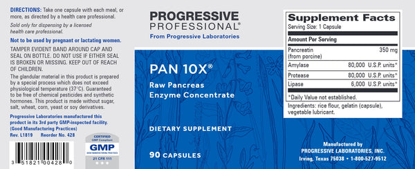 Progressive Labs, Pan 10X, 90 Capsules