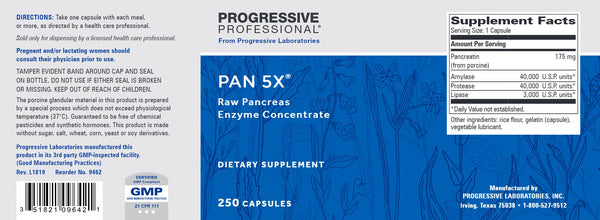 Progressive Labs, Pan 5X, 250 Capsules
