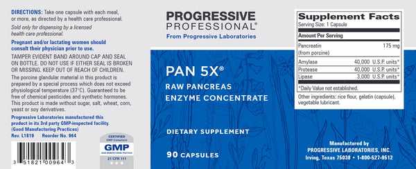 Progressive Labs, Pan 5X, 90 Capsules