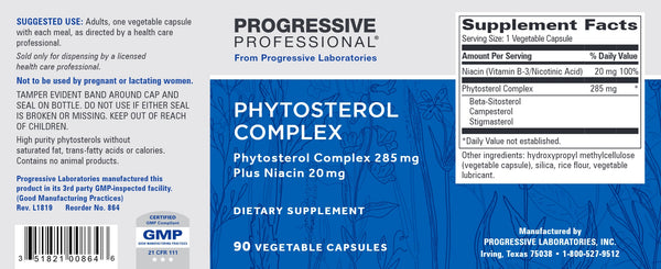 Progressive Labs, Phytosterol Complex, 285 mg, 90 Vegetable Capsules