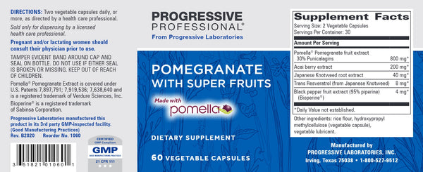 Progressive Labs, Pomegranate with Super Fruits, Made with Pomella, 60 Vegetable Capsules