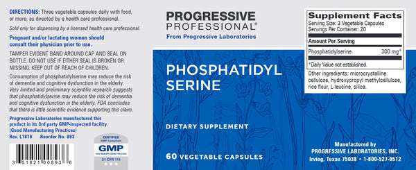 Progressive Labs, Phosphatidyl Serine, 60 Vegetable Capsules