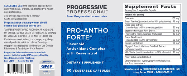 Progressive Labs, Pro-Antho Forte, 60 Vegetable Capsules