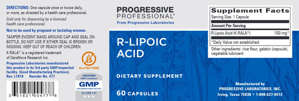 Progressive Labs, R-Lipoic Acid, 60 Capsules