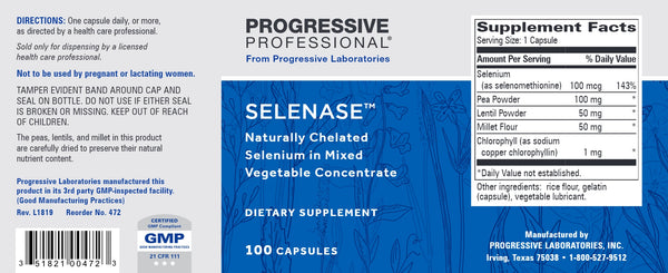 Progressive Labs, Selenase, 100 Capsules