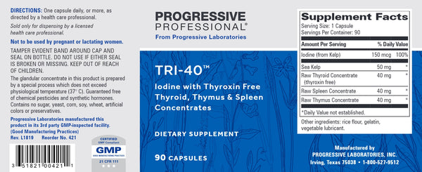 Progressive Labs, Tri-40, 90 Capsules