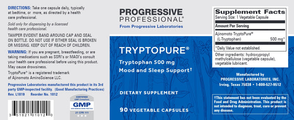 Progressive Labs, TryptoPure, 500mg, 90 Vegetable Capsules