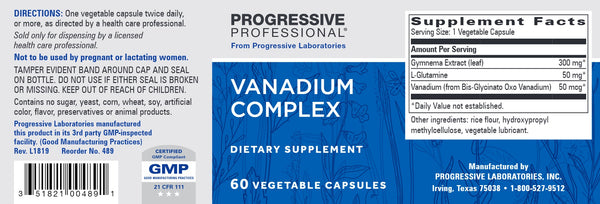 Progressive Labs, Vanadium Complex, 60 Vegetable Capsules