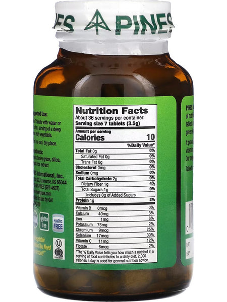 PINES Wheat Grass, Barley Grass, 250 Tablets