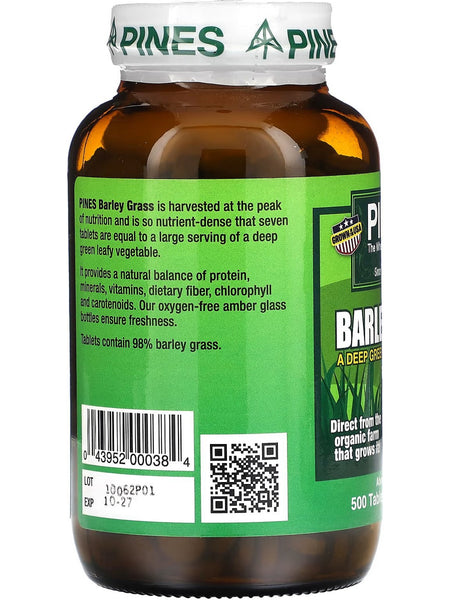 PINES Wheat Grass, Barley Grass, 500 Tablets