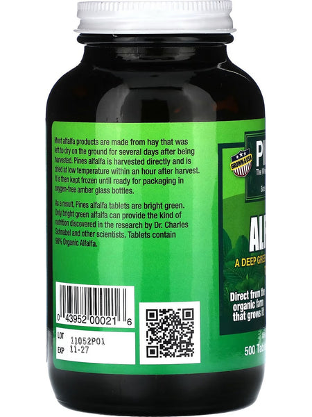 PINES Wheat Grass, Alfalfa, 500 Tablets