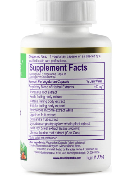 Paradise Herbs, A.R.M, Astragalus Reishi Maitake Extract, 60 vegetarian capsules