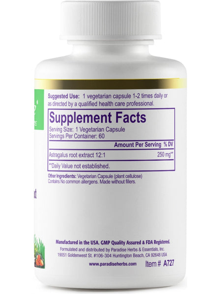 Paradise Herbs, Astragalus, 60 vegetarian capsules