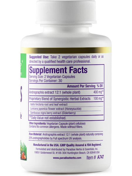 Paradise Herbs, Andrographis, 60 vegetarian capsules