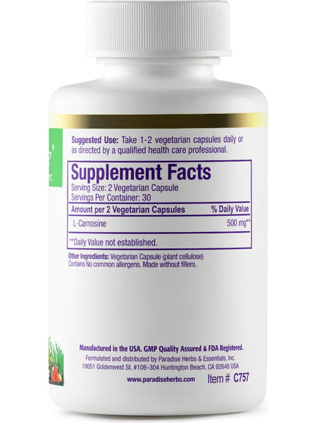 Paradise Herbs, L-Carnosine, 60 vegetarian capsules
