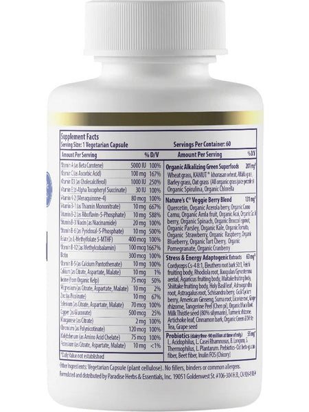 Paradise Herbs, Earth's Blend, Multivitamin, No Iron, 60 Vegetarian Capsules