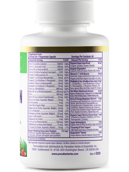 Paradise Herbs, Earth's Blend, Multivitamin with Iron, 60 vegetarian capsules