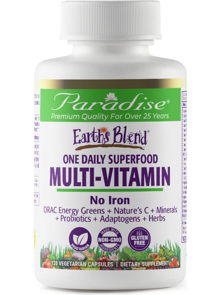 Paradise Herbs, Earth's Blend, Multivitamin, No Iron, 120 vegetarian capsules