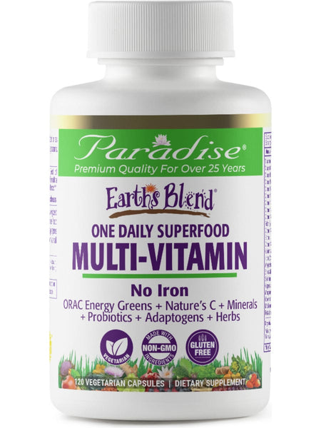 Paradise Herbs, Earth's Blend, Multivitamin, No Iron, 120 vegetarian capsules
