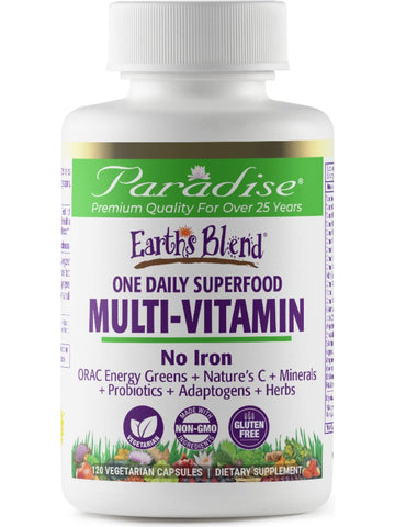 Paradise Herbs, Earth's Blend, Multivitamin, No Iron, 120 vegetarian capsules