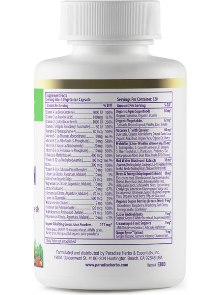 Paradise Herbs, Earth's Blend, Multivitamin, No Iron, 120 vegetarian capsules