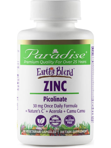 Paradise Herbs, Earths Blend, Zinc, 90 vegetarian capsules