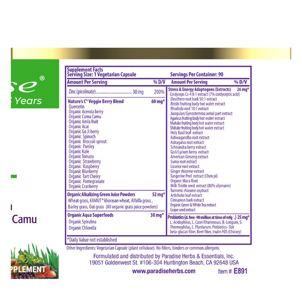 Paradise Herbs, Earths Blend, Zinc, 90 vegetarian capsules