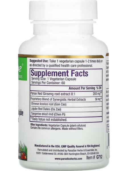 Paradise Herbs, Ginseng +, 60 vegetarian capsules