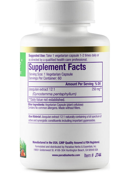 Paradise Herbs, Jiaogulan, 60 vegetarian capsules