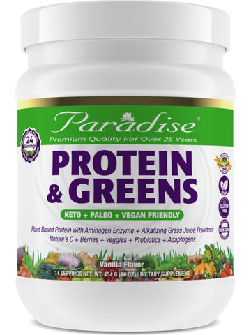 Paradise Herbs, Protein & Green, Vanilla, 454g (16oz), 14 servings