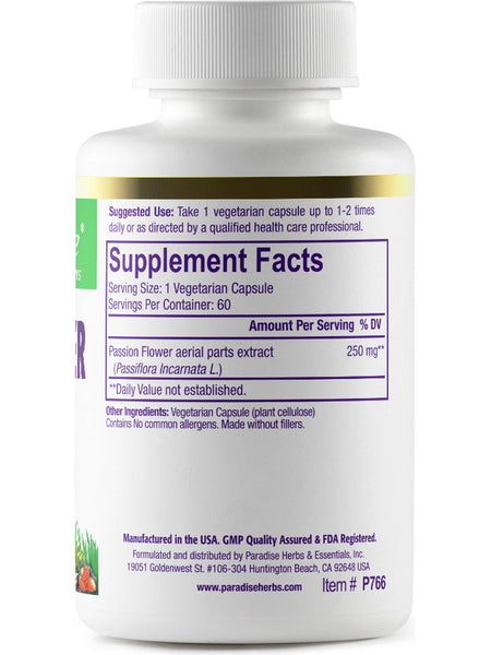 Paradise Herbs, Passion Flower, 60 vegetarian capsules