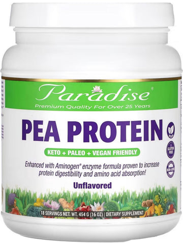Paradise Herbs, Pea Protein, Unflavored, 454g (16oz), 18 servings